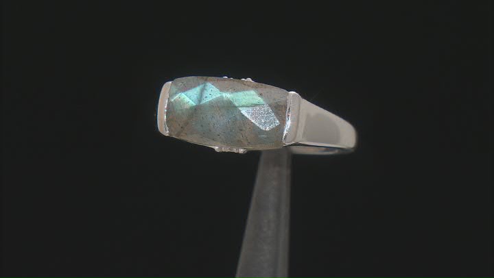 Gray Labradorite With White Zircon Rhodium Over Sterling Silver Ring .01ctw Video Thumbnail