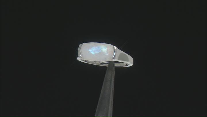 Rainbow Moonstone With White Zircon Rhodium Over Sterling Silver Ring .01ctw Video Thumbnail