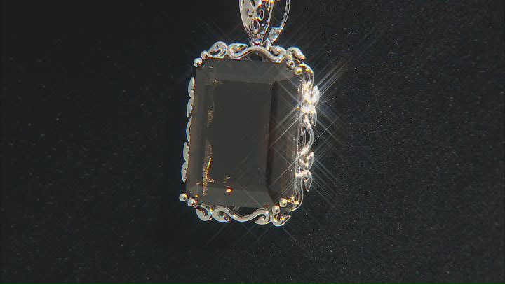 Brown Smoky Quartz Rhodium Over Sterling Silver Pendant With Chain 9.90ct Video Thumbnail