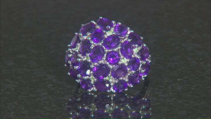 Purple African Amethyst Rhodium Over Sterling Silver Dome Ring 6.45ctw Video Thumbnail