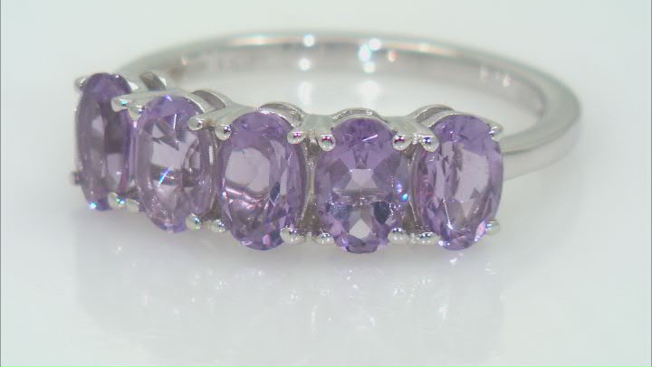 Lavender Amethyst Rhodium Over Sterling Silver 5-Stone Ring 1.89ctw Video Thumbnail