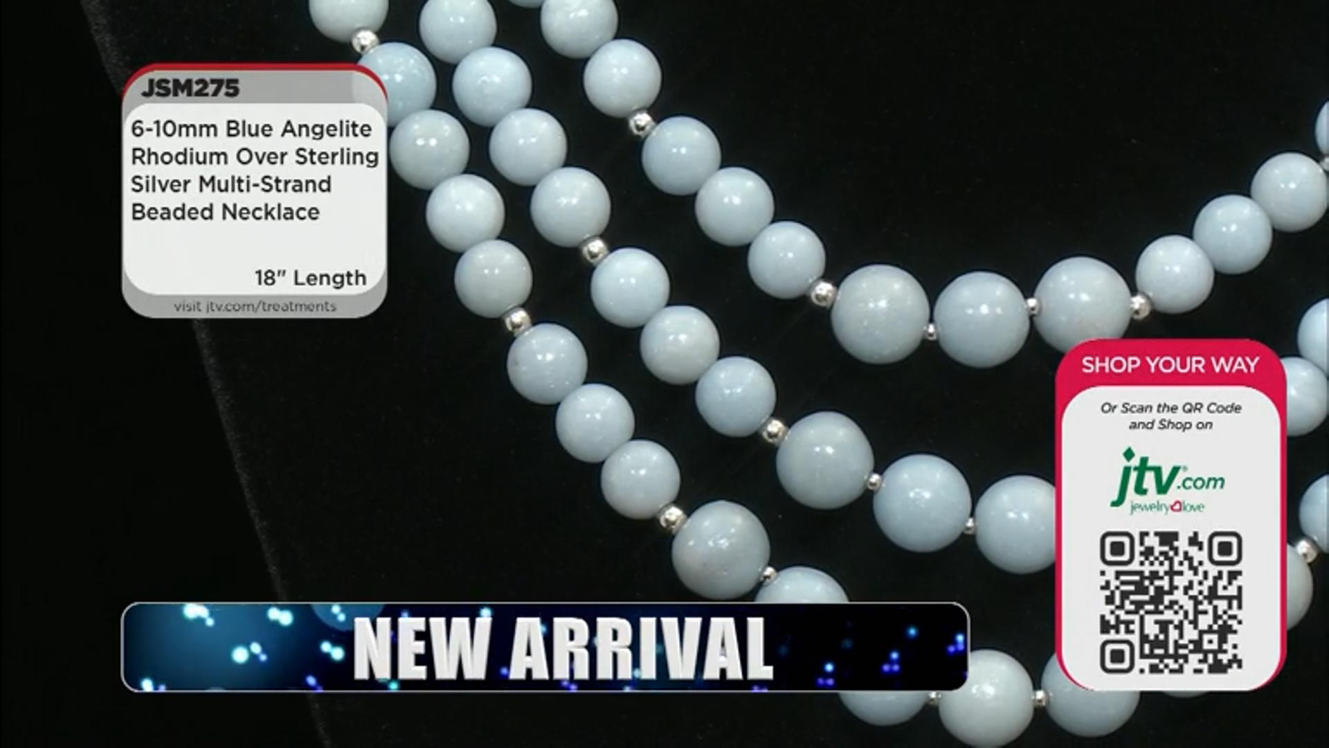 Blue Angelite Rhodium Over Sterling Silver Multi-Strand Beaded Necklace Video Thumbnail