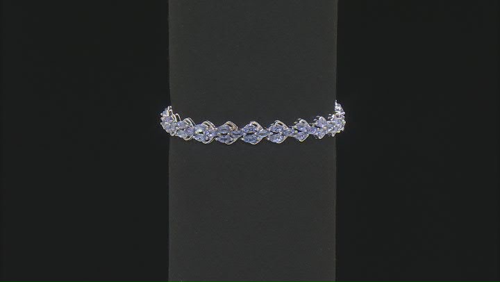 Blue Tanzanite Rhodium Over Sterling Silver Bracelet  8.31ctw Video Thumbnail
