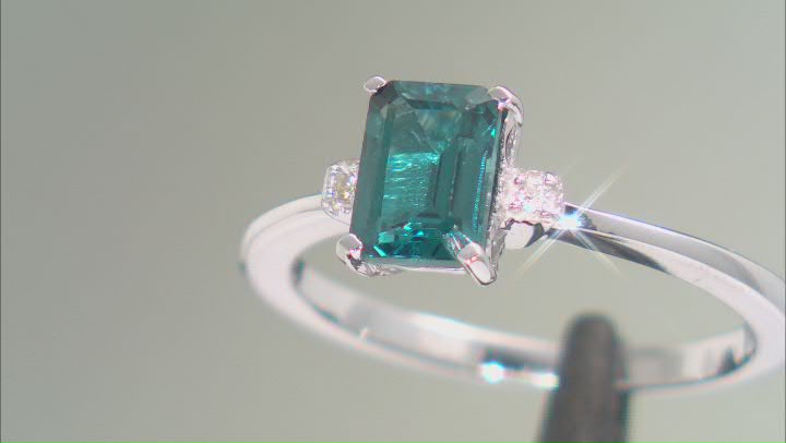 Teal Lab Created Spinel With White Zircon Rhodium Over Sterling Silver Ring 1.13ctw Video Thumbnail