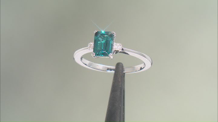Teal Lab Created Spinel With White Zircon Rhodium Over Sterling Silver Ring 1.13ctw Video Thumbnail