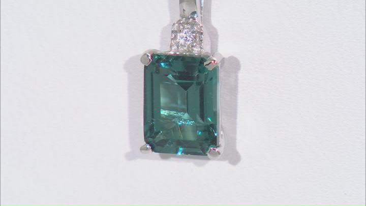 Teal Lab Created Spinel with White Zircon Rhodium Over Sterling Silver Pendant with Chain 1.81ctw Video Thumbnail