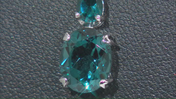 Teal Lab Created Spinel Rhodium Over Sterling Silver Pendant With Chain 3.21ctw Video Thumbnail