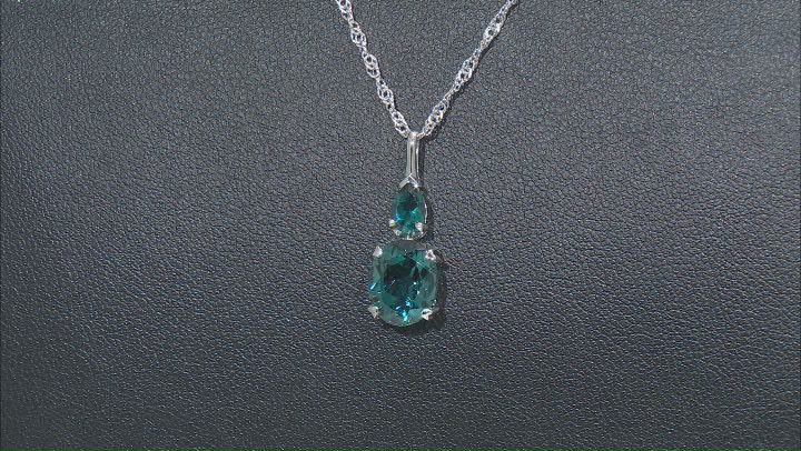Teal Lab Created Spinel Rhodium Over Sterling Silver Pendant With Chain 3.21ctw Video Thumbnail