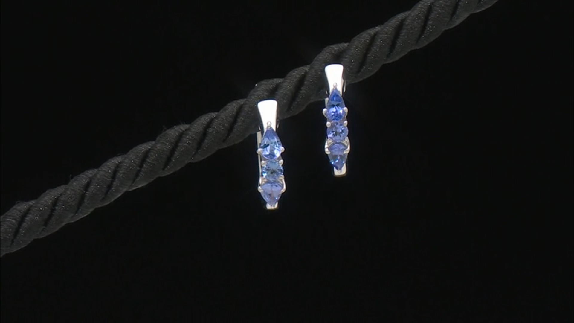 Blue Tanzanite Rhodium Over Sterling Silver Earrings 0.93ctw Video Thumbnail