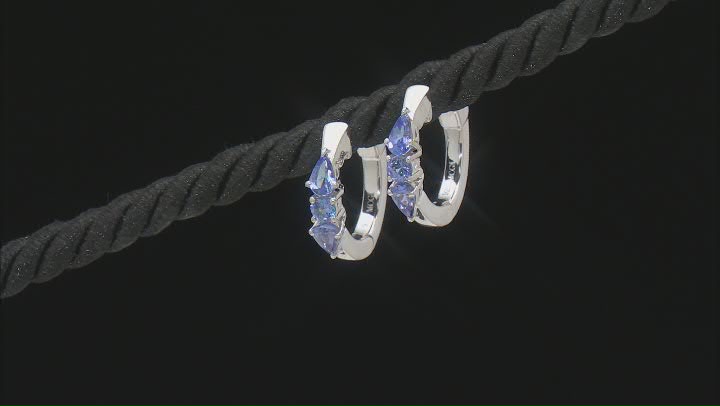 Blue Tanzanite Rhodium Over Sterling Silver Earrings 0.93ctw Video Thumbnail