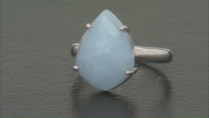 Blue Angelite Rhodium Over Sterling Silver Solitaire Ring Video Thumbnail