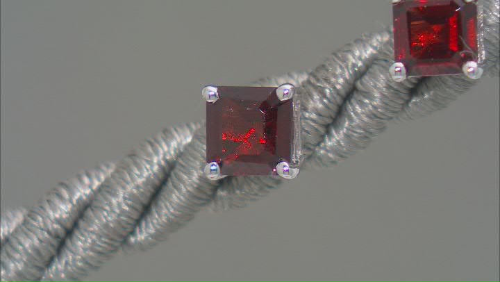 Red Garnet Rhodium Over Sterling Silver Stud Earrings 1.26ctw Video Thumbnail