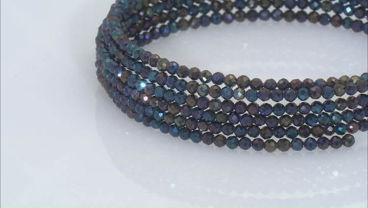 Peacock Blue Color Spinel Stainless Steel Adjustable Wrap Bracelet Video Thumbnail