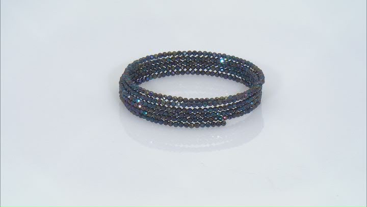 Peacock Blue Color Spinel Stainless Steel Adjustable Wrap Bracelet Video Thumbnail