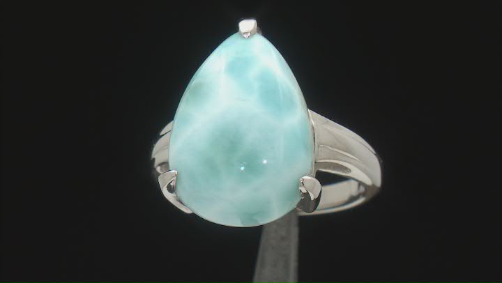 Blue Larimar Rhodium Over Sterling Silver Solitaire Ring Video Thumbnail