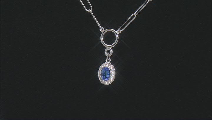 Tanzanite Rhodium Over Sterling Silver Paperclip Necklace 0.88ctw Video Thumbnail