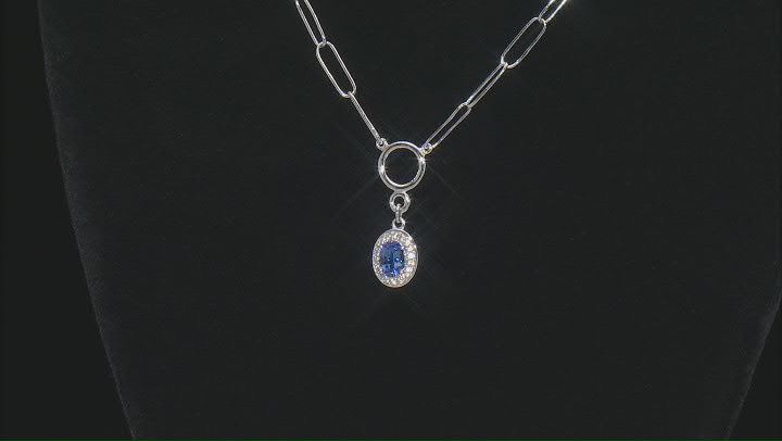 Tanzanite Rhodium Over Sterling Silver Paperclip Necklace 0.88ctw Video Thumbnail