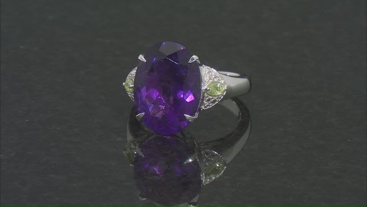 Purple African Amethyst Rhodium Over Sterling Silver Ring 7.88ctw Video Thumbnail