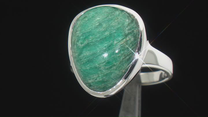 Teal Amazonite Rhodium Over Sterling Silver Ring Video Thumbnail