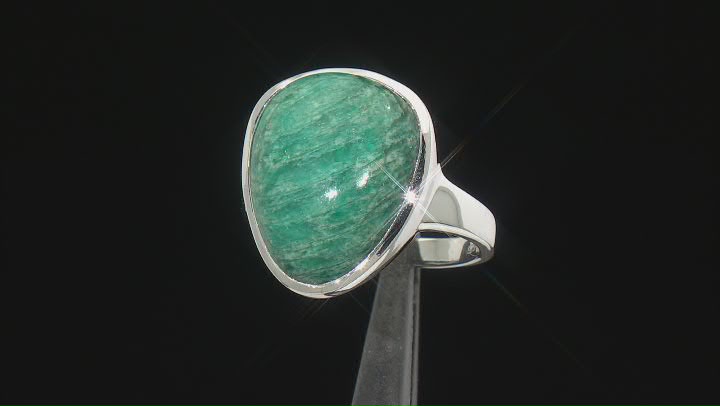 Teal Amazonite Rhodium Over Sterling Silver Ring Video Thumbnail