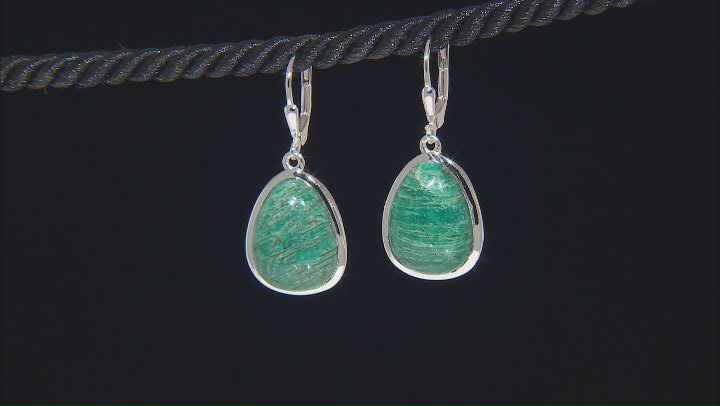Teal Amazonite Rhodium Over Sterling Silver Earrings Video Thumbnail