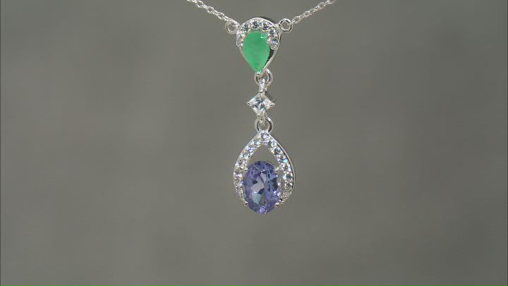 Blue Tanzanite Rhodium Over Silver Necklace 1.57ctw Video Thumbnail