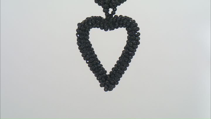 Black Spinel Rhodium Over Sterling Silver Heart Necklace Video Thumbnail