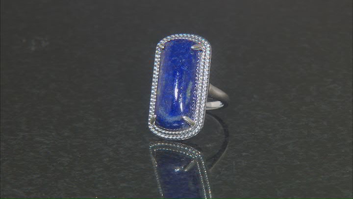 Blue Lapis Lazuli Rhodium Over Sterling Silver Solitaire Ring Video Thumbnail