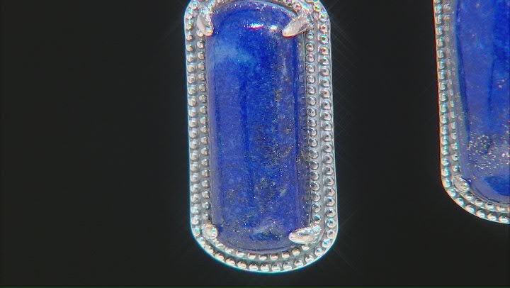 Blue Lapis Lazuli Rhodium Over Sterling Silver Earrings Video Thumbnail