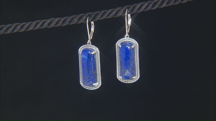 Blue Lapis Lazuli Rhodium Over Sterling Silver Earrings Video Thumbnail