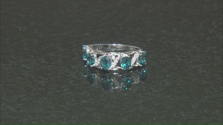 Indigo Teal Lab Created Spinel With White Zircon Rhodium Over Sterling Silver Ring Video Thumbnail