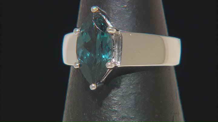 Teal Lab Created Spinel Rhodium Over Sterling Silver Solitaire Ring 1.35ctw Video Thumbnail