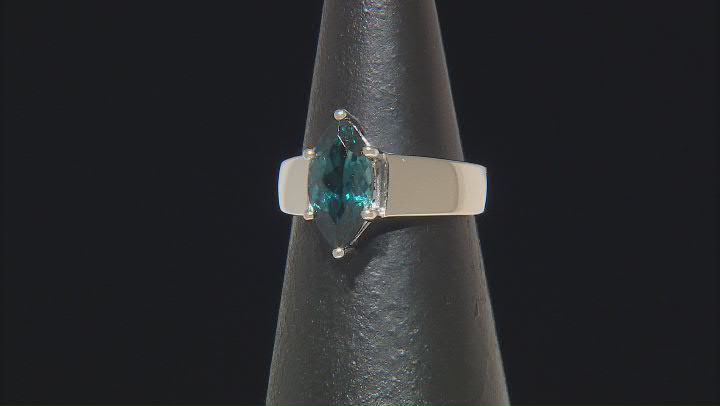 Teal Lab Created Spinel Rhodium Over Sterling Silver Solitaire Ring 1.35ctw Video Thumbnail
