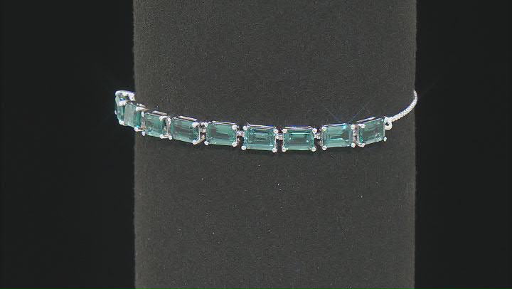 Teal Lab Created Spinel Rhodium Over Sterling Silver Bolo Bracelet 5.26ctw Video Thumbnail