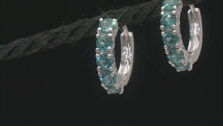 Teal Lab Created Spinel Rhodium Over Sterling Silver Earrings 2.97ctw Video Thumbnail