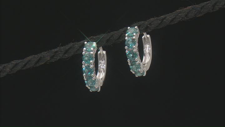 Teal Lab Created Spinel Rhodium Over Sterling Silver Earrings 2.97ctw Video Thumbnail