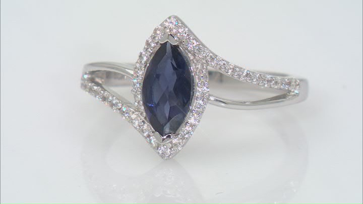 Iolite Rhodium Over Sterling Silver Ring 1.08ctw Video Thumbnail