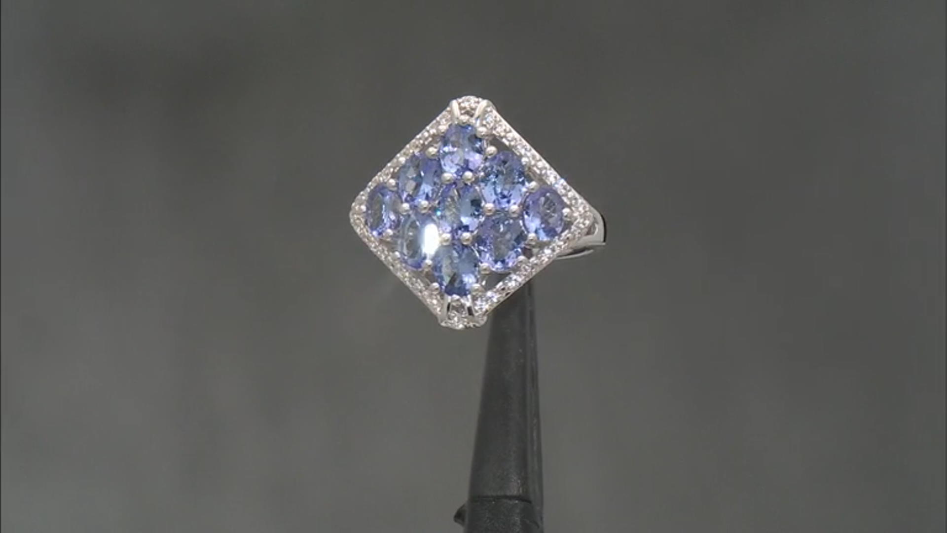 Blue Tanzanite Rhodium Over Sterling Silver Ring 3.06ctw Video Thumbnail