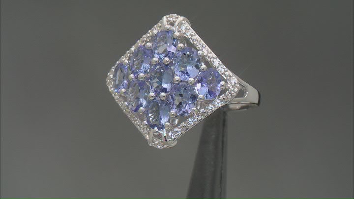 Blue Tanzanite Rhodium Over Sterling Silver Ring 3.06ctw Video Thumbnail