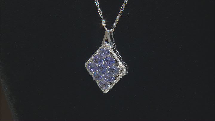 Blue Tanzanite Rhodium Over Sterling Silver Pendant With Chain 3.06ctw Video Thumbnail