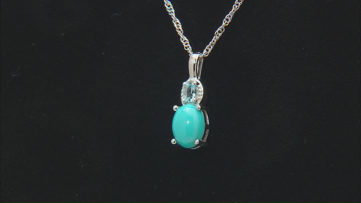 Blue Sleeping Beauty Turquoise Rhodium Over Sterling Silver Pendant With Chain 0.18ct Video Thumbnail
