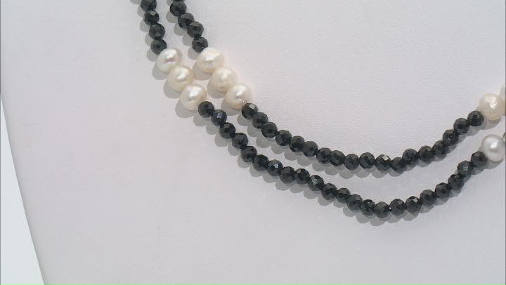 Black Spinel Rhodium Over Sterling Silver Endless Strand Necklace Video Thumbnail