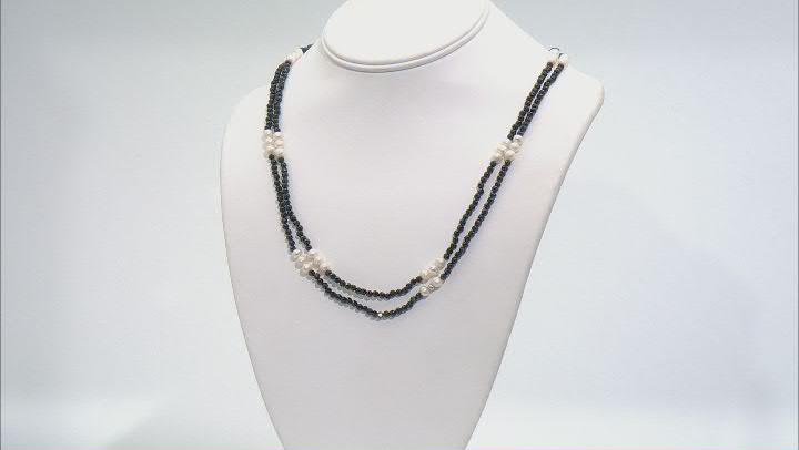 Black Spinel Rhodium Over Sterling Silver Endless Strand Necklace Video Thumbnail