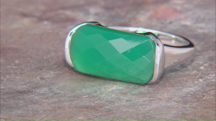 Green Onyx Rhodium Over Sterling Silver Ring Video Thumbnail