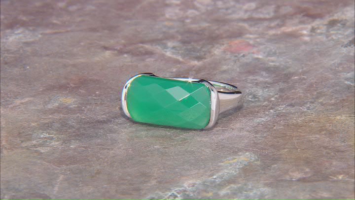 Green Onyx Rhodium Over Sterling Silver Ring Video Thumbnail