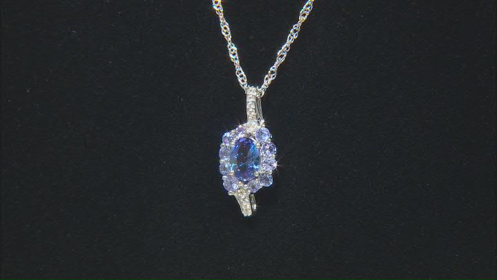 Blue Tanzanite Rhodium Over Sterling Silver Pendant With Chain 1.52ctw Video Thumbnail