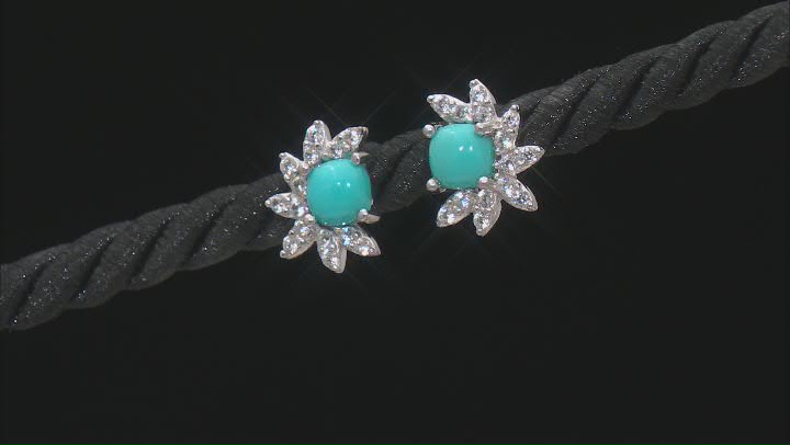 Blue Sleeping Beauty Turquoise Rhodium Over Sterling Silver Earrings 0.44ctw Video Thumbnail