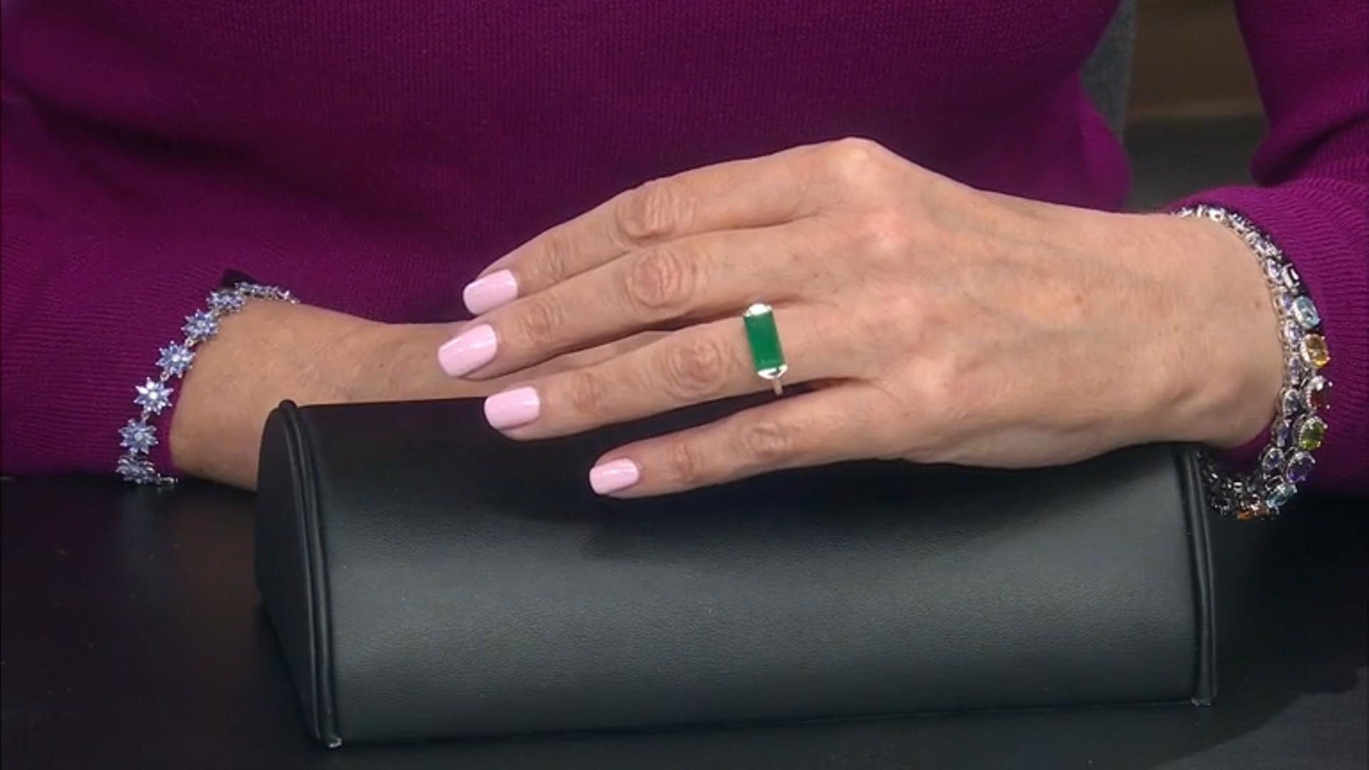 Green Onyx Rhodium Over Sterling Silver Band Ring Video Thumbnail