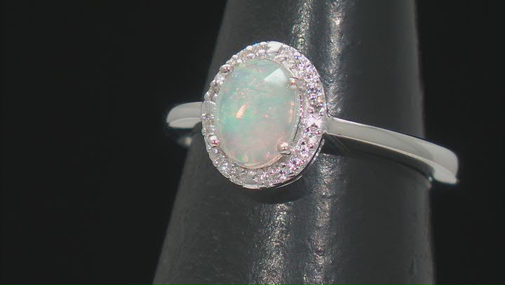 Ethiopian Opal Rhodium Over Sterling Silver Ring Video Thumbnail