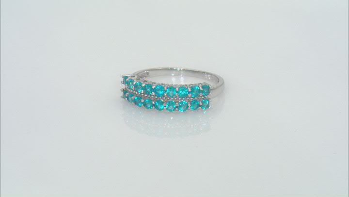 Blue Neon Apatite Rhodium Over Sterling Silver Ring 1.31ctw Video Thumbnail